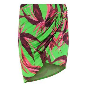 LOUISA BALLOU Ruched Leaf Print Mini Skirt Women GREEN Skirts
